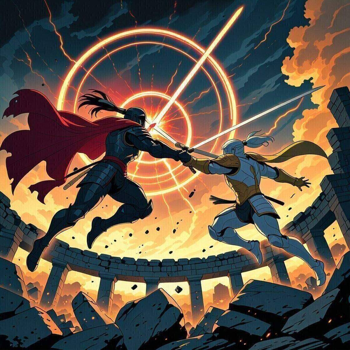 Action artwork: Cascade Strike in Anime art style