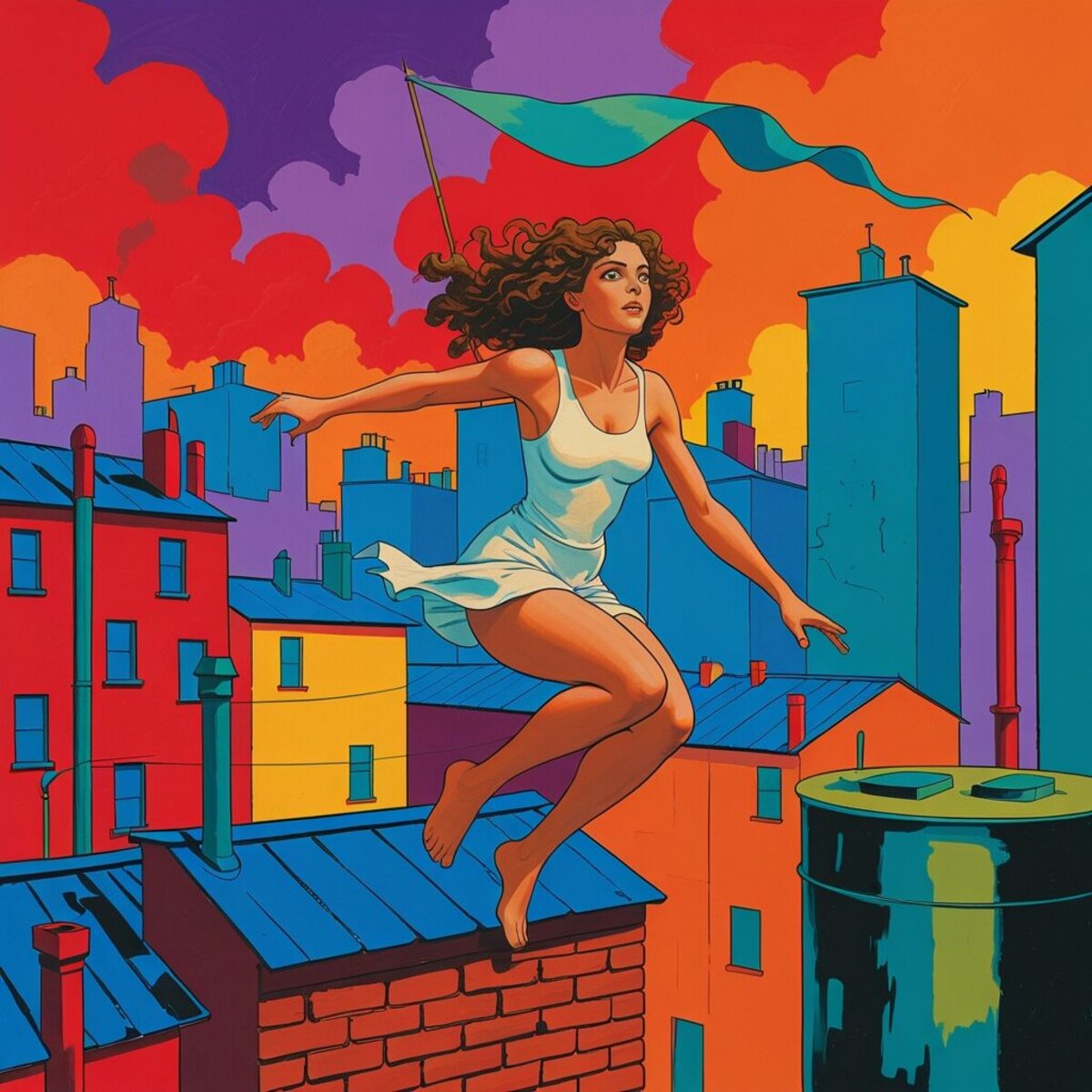 Action artwork: The Leap Between Storms in Fauvism style