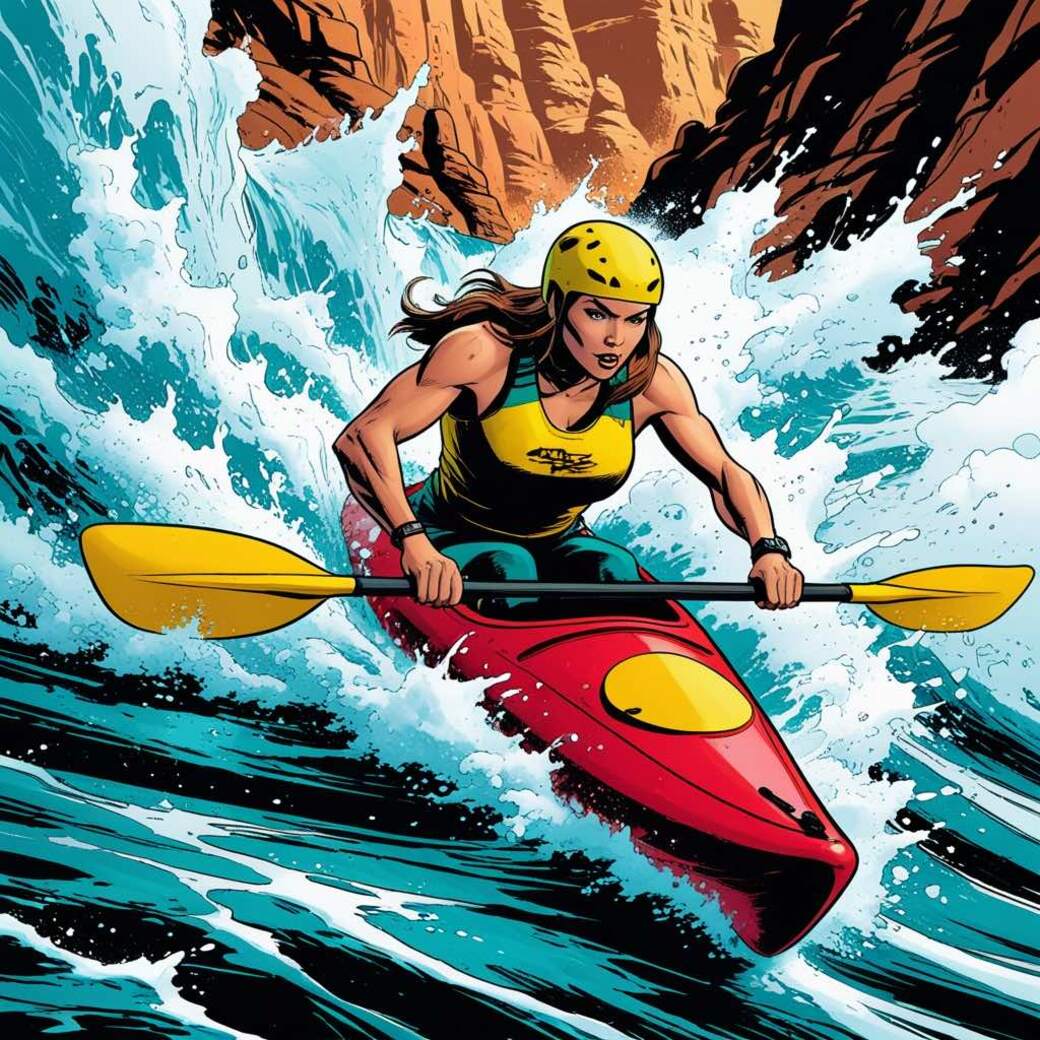 Action artwork: The Whitewater Run in Comics style