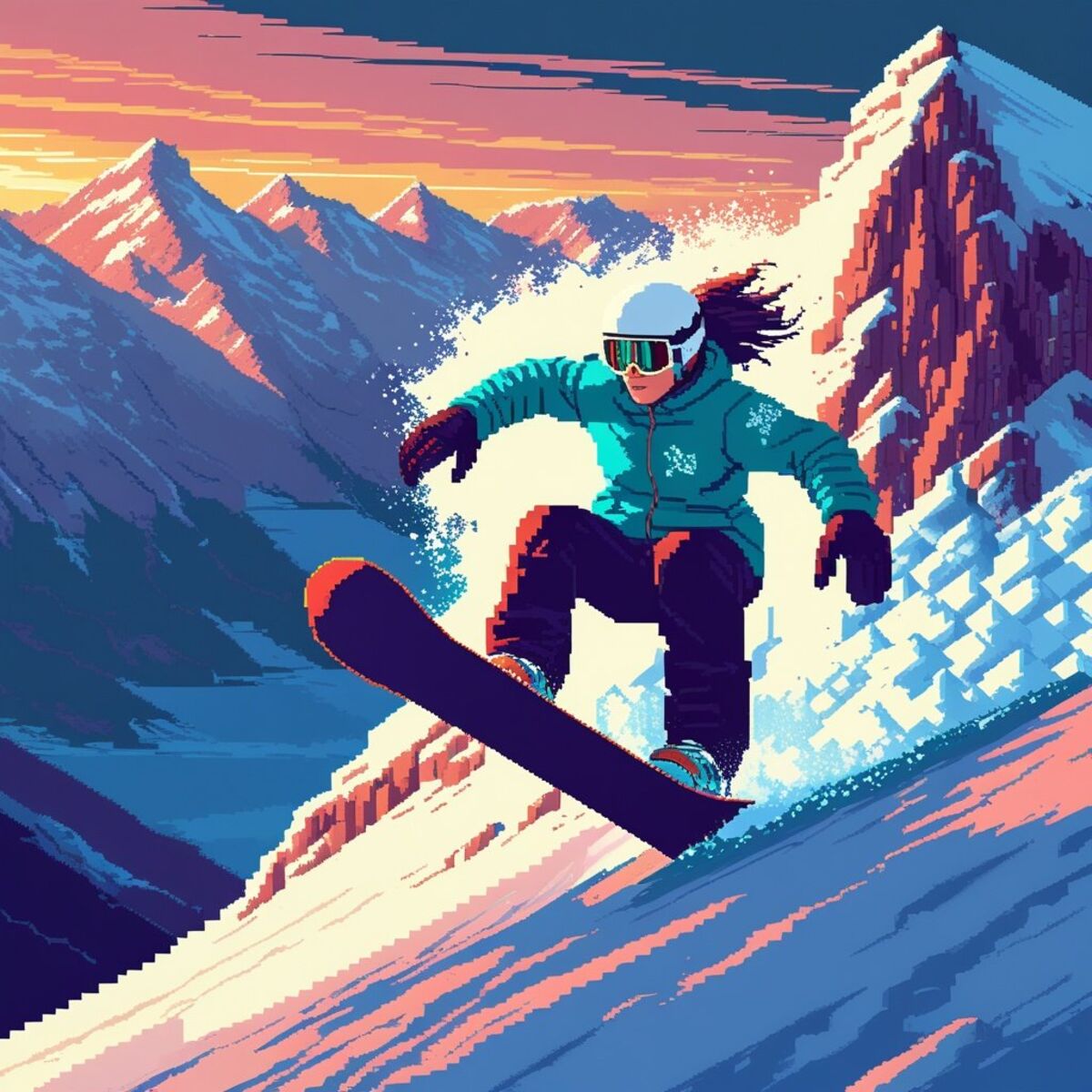 Action artwork: The Cornice Drop in Pixel art style