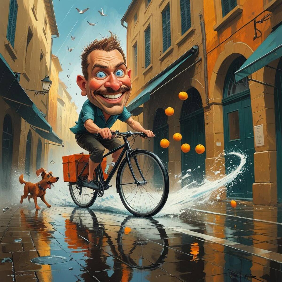 Action artwork: The Courier's Last Corner in Caricature style