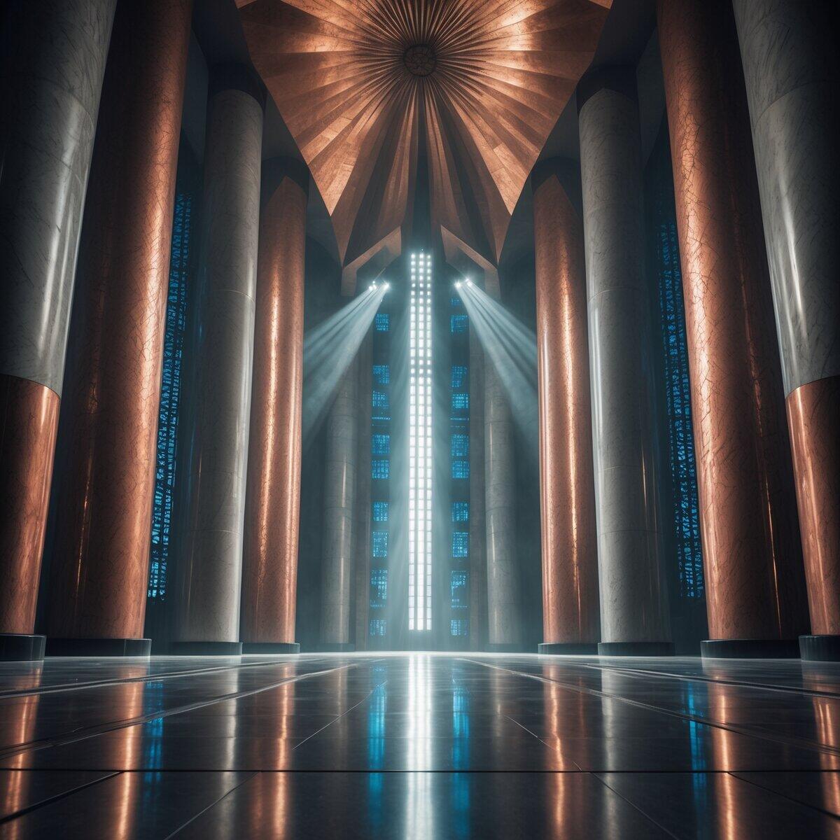 Architecture artwork: Cathedral of Convergence in Art Deco style