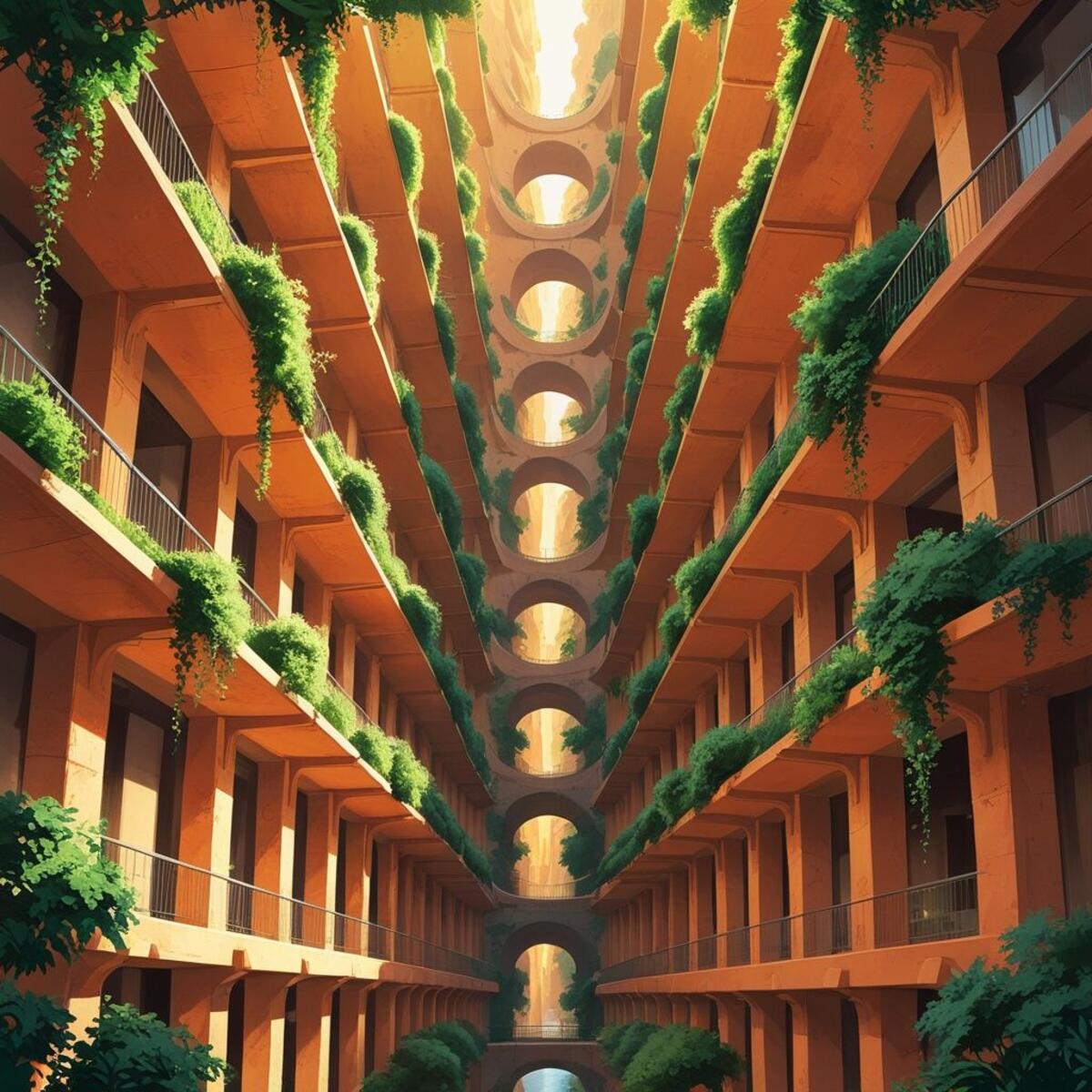 Architecture artwork: The Cascading Terraces in Digital art style