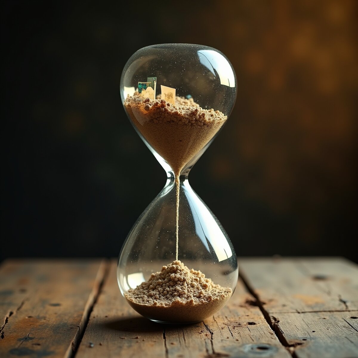 Conceptual artwork: The Hourglass of Fading Memories in Conceptual art style