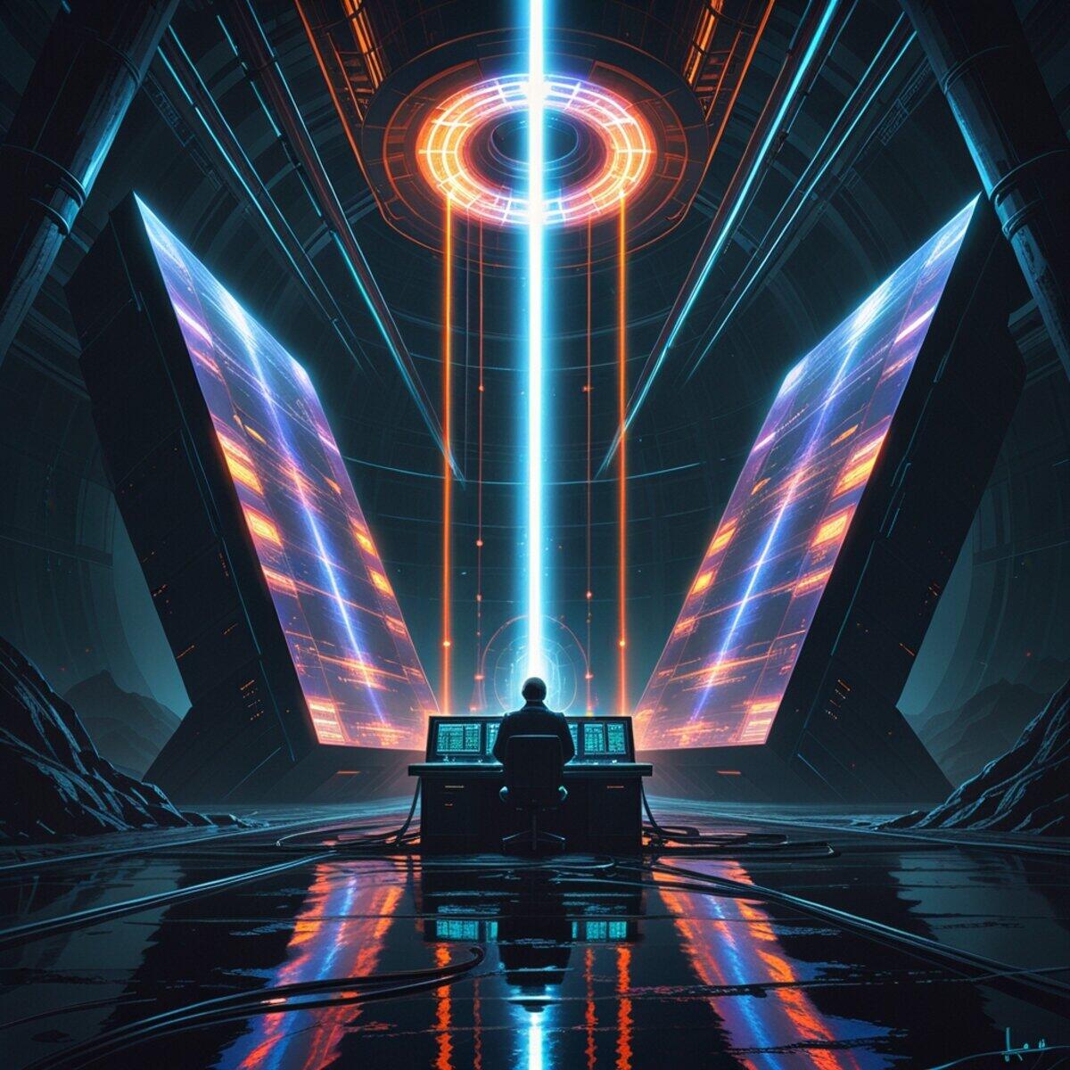 Cyberpunk artwork: The Oracle Assembly in Digital Painting style