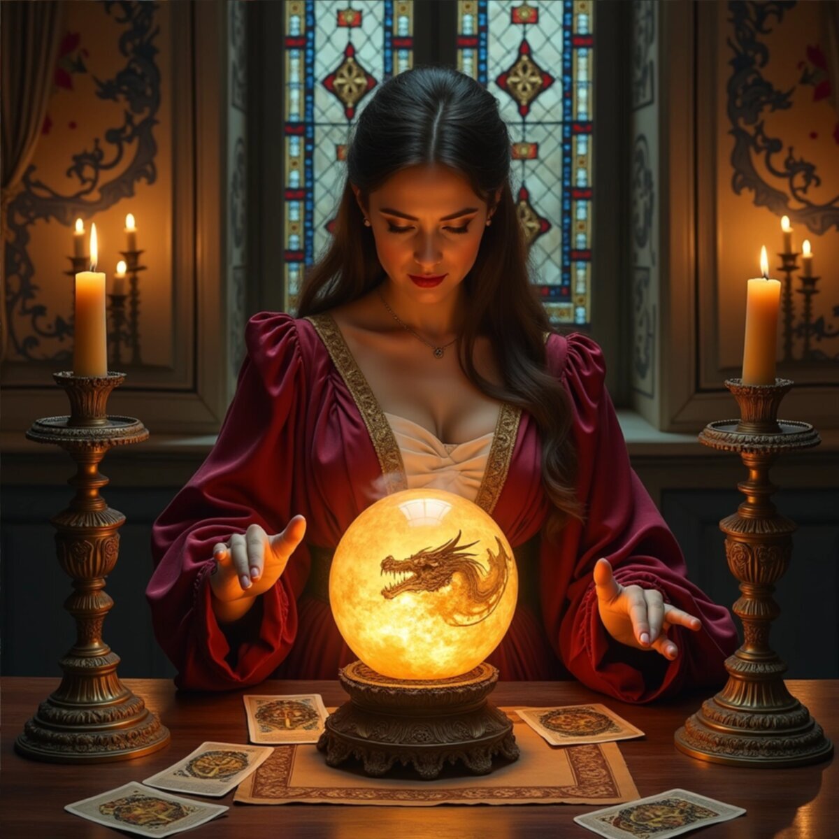 Fantasy artwork: The Crystal Seer of the Medici Court in Renaissance style