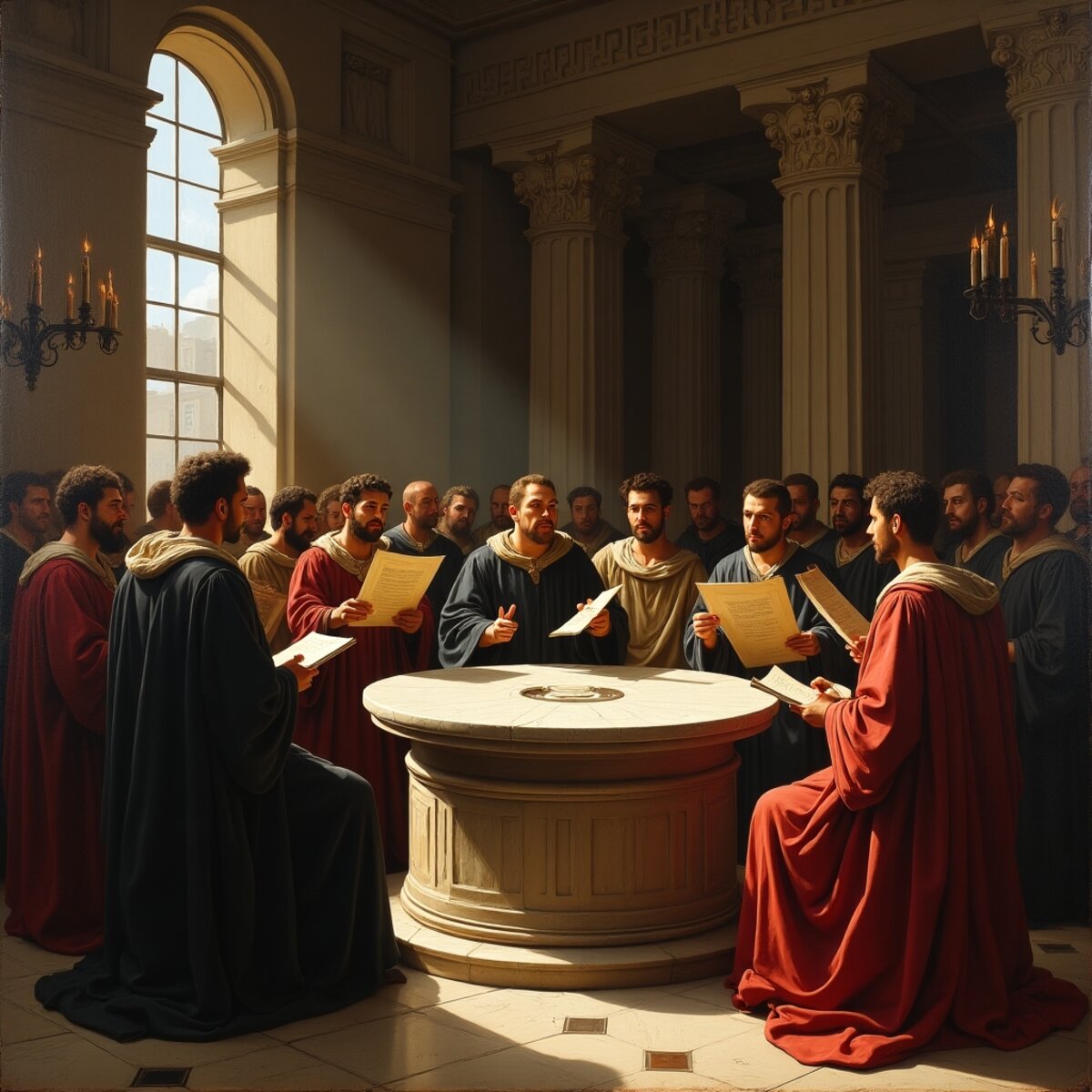 Historical artwork: The Deliberation Chamber in Renaissance style