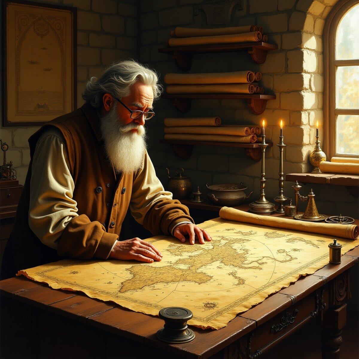 Historical artwork: The Cartographer's Last Commission in Renaissance style