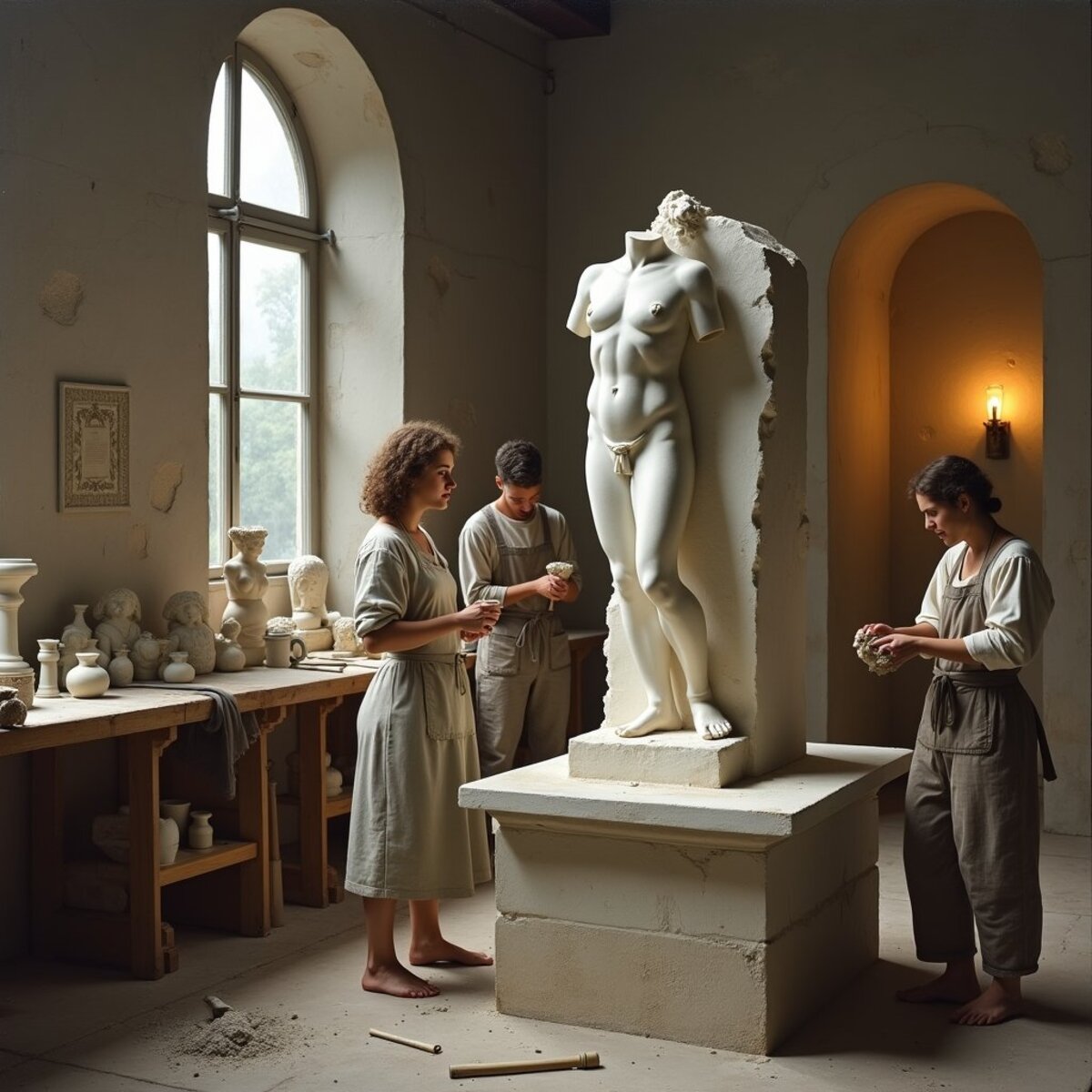 Historical artwork: The Sculptor's Atelier in Renaissance style