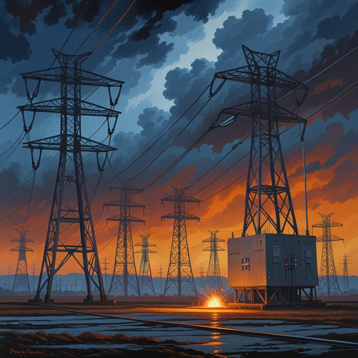 Industrial artwork: The Last Grid in American Regionalism style