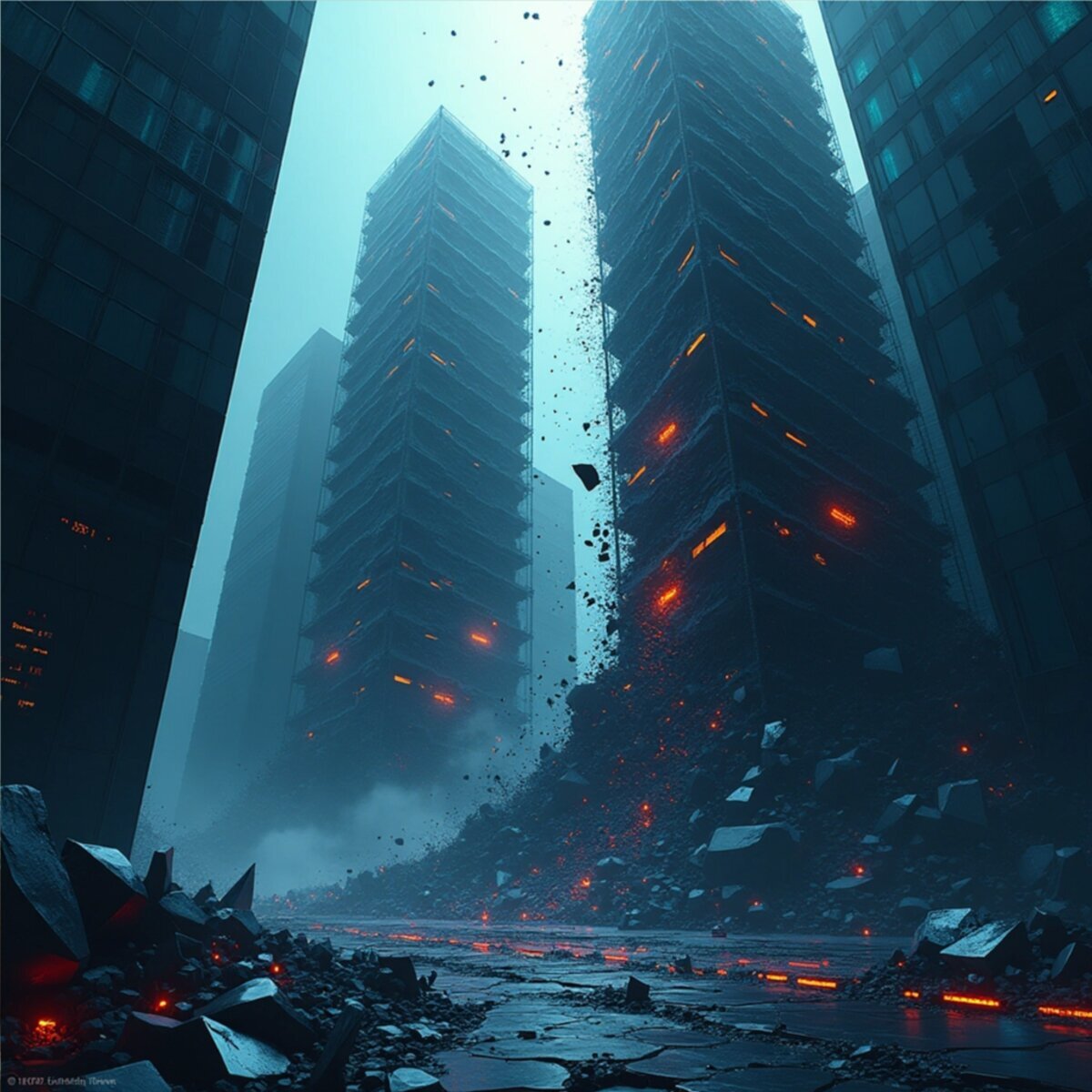 abstract artwork: Infrastructure Collapse No. 1 in geometric-abstraction style