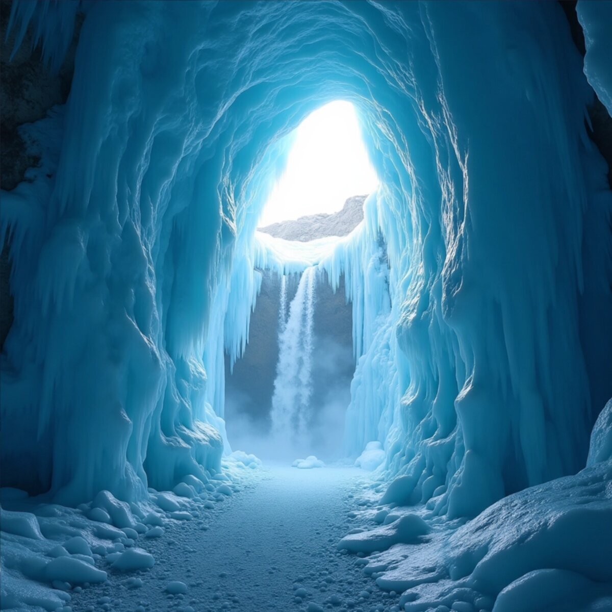Landscape artwork: Ice Cave Cathedral in Photorealistic style