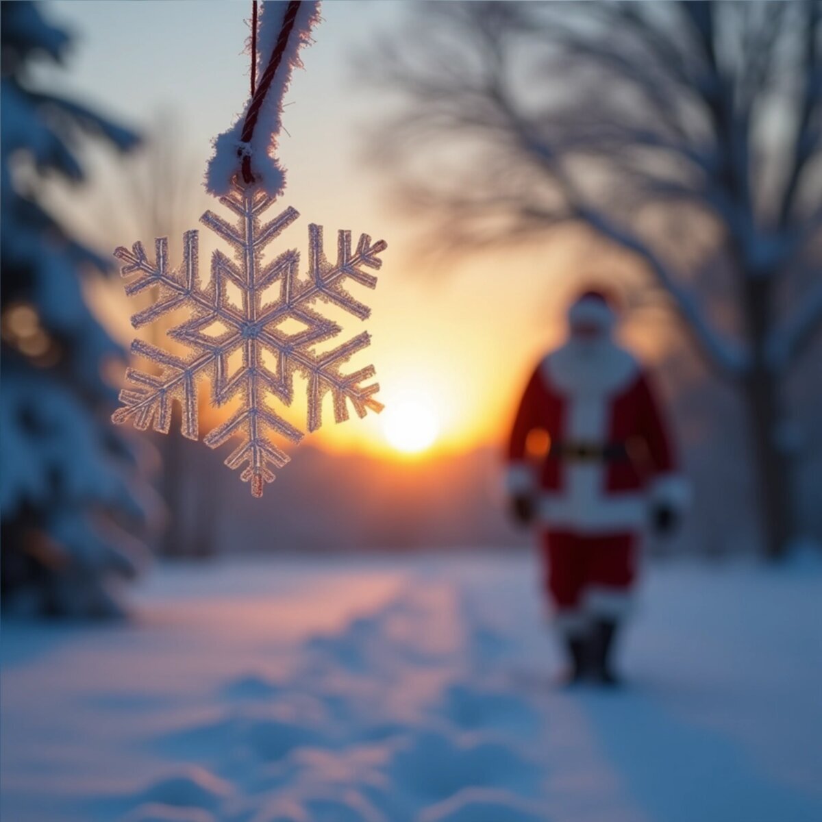 Landscape artwork: Winter Solstice Snowflake in Impressionism style