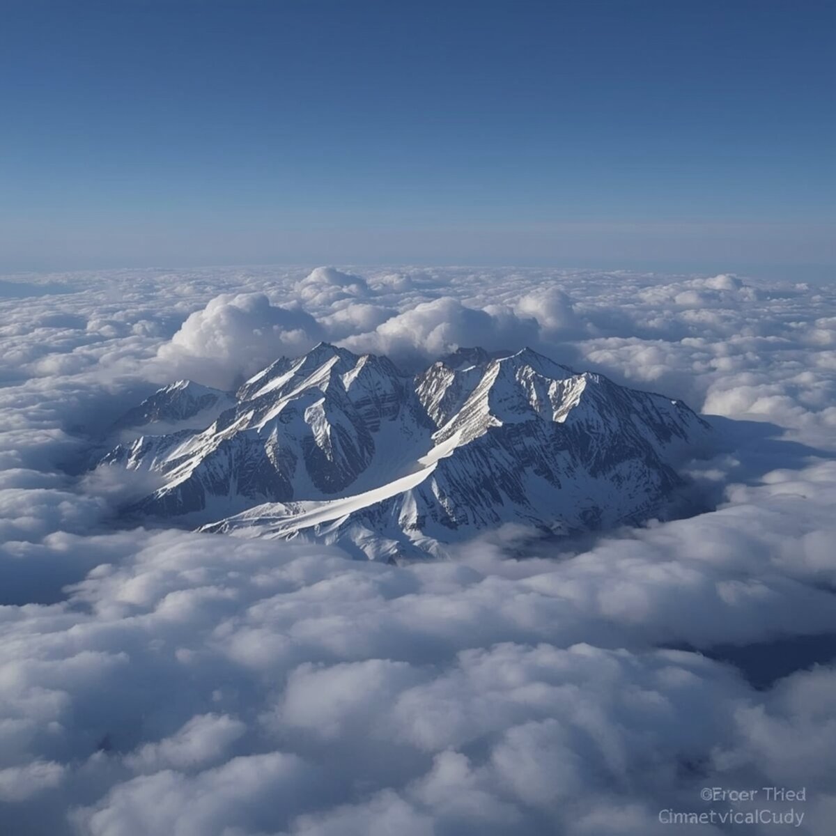 Landscape artwork: Cloud-Ringed Summits in Realism style