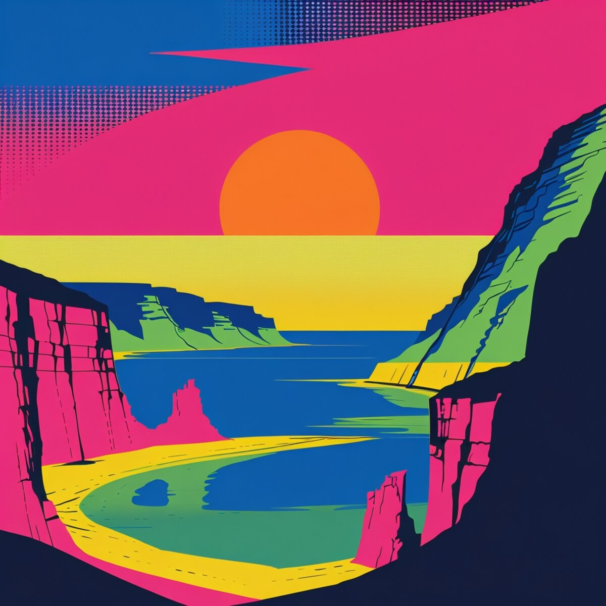 Landscapes artwork: The Electric Coast in Pop art style