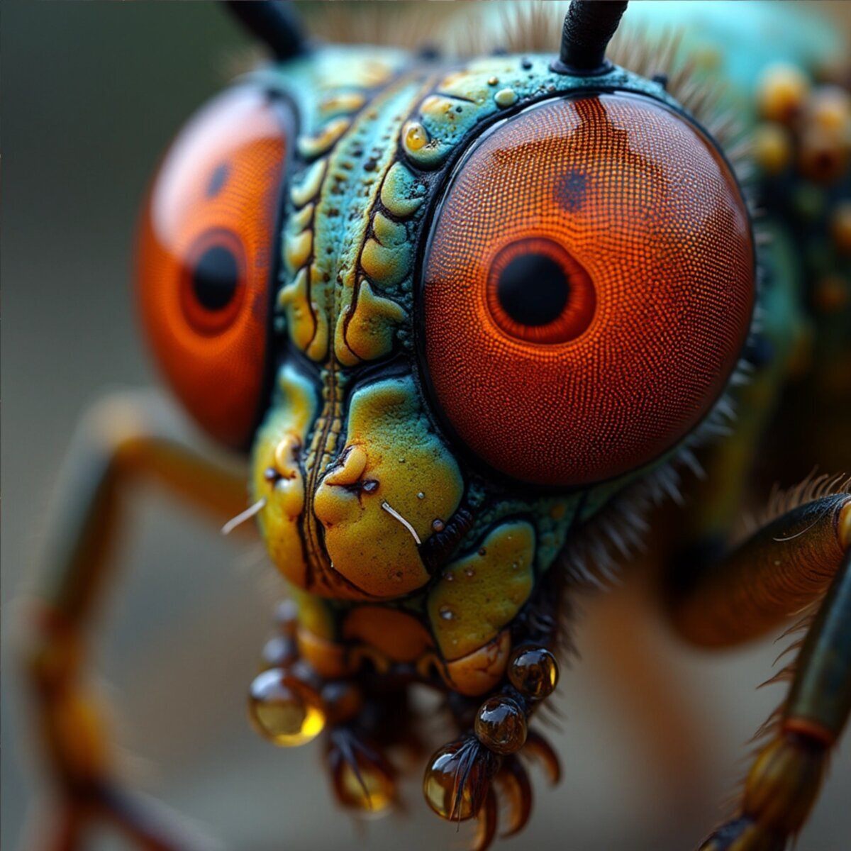 Macro artwork: Alien Compound Eyes in Photorealistic Horror style