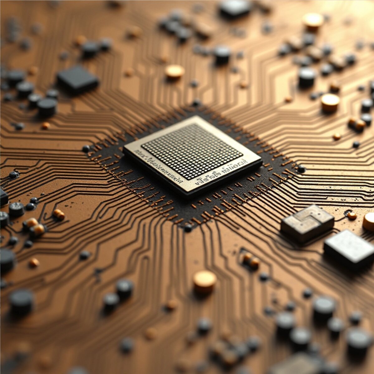 Macro artwork: GPU Circuit Pathways in Line Art style