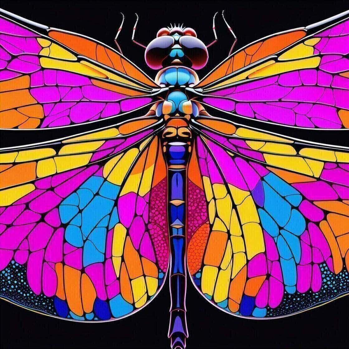 Macro artwork: Dragonfly Wing Iridescence in Pop Art style