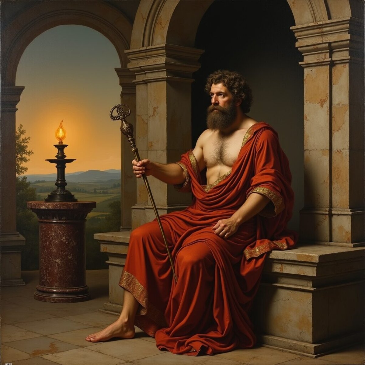 Mythology artwork: The Keeper of the Threshold in Renaissance style