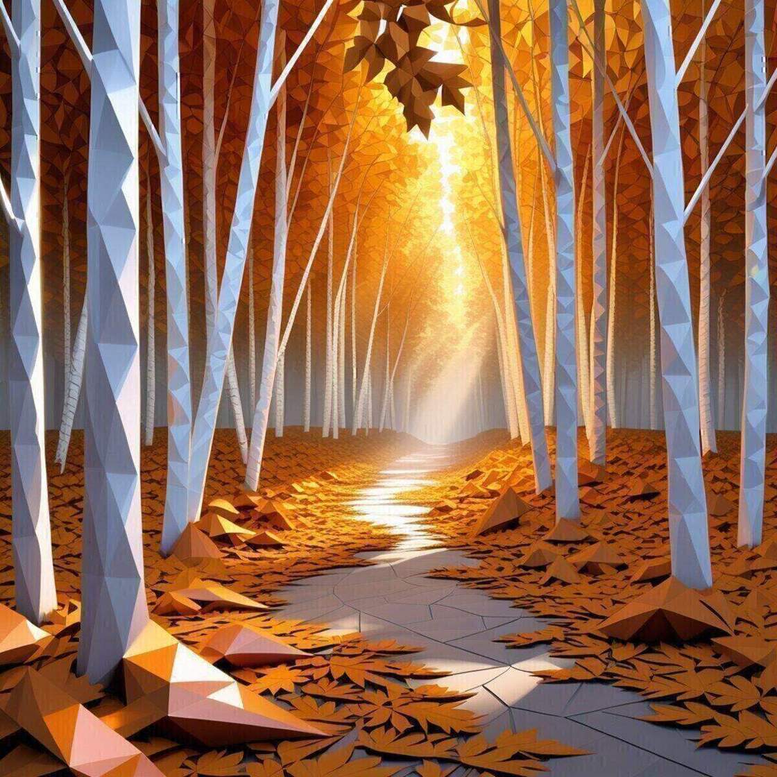 Nature artwork: Geometric Birch Cathedral in Geometry style