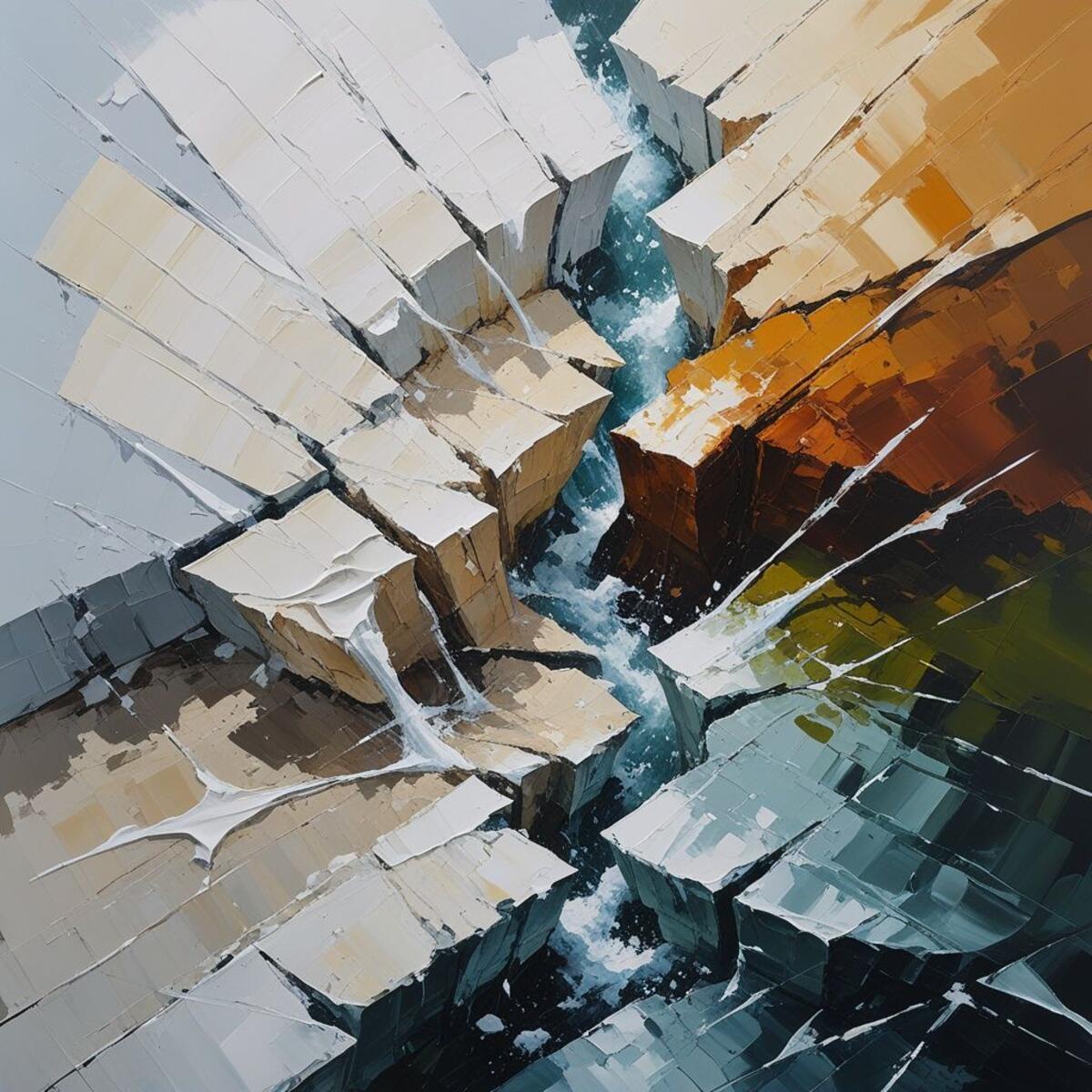 Nature artwork: The Thaw Comes Up From Under in Abstract expressionism style