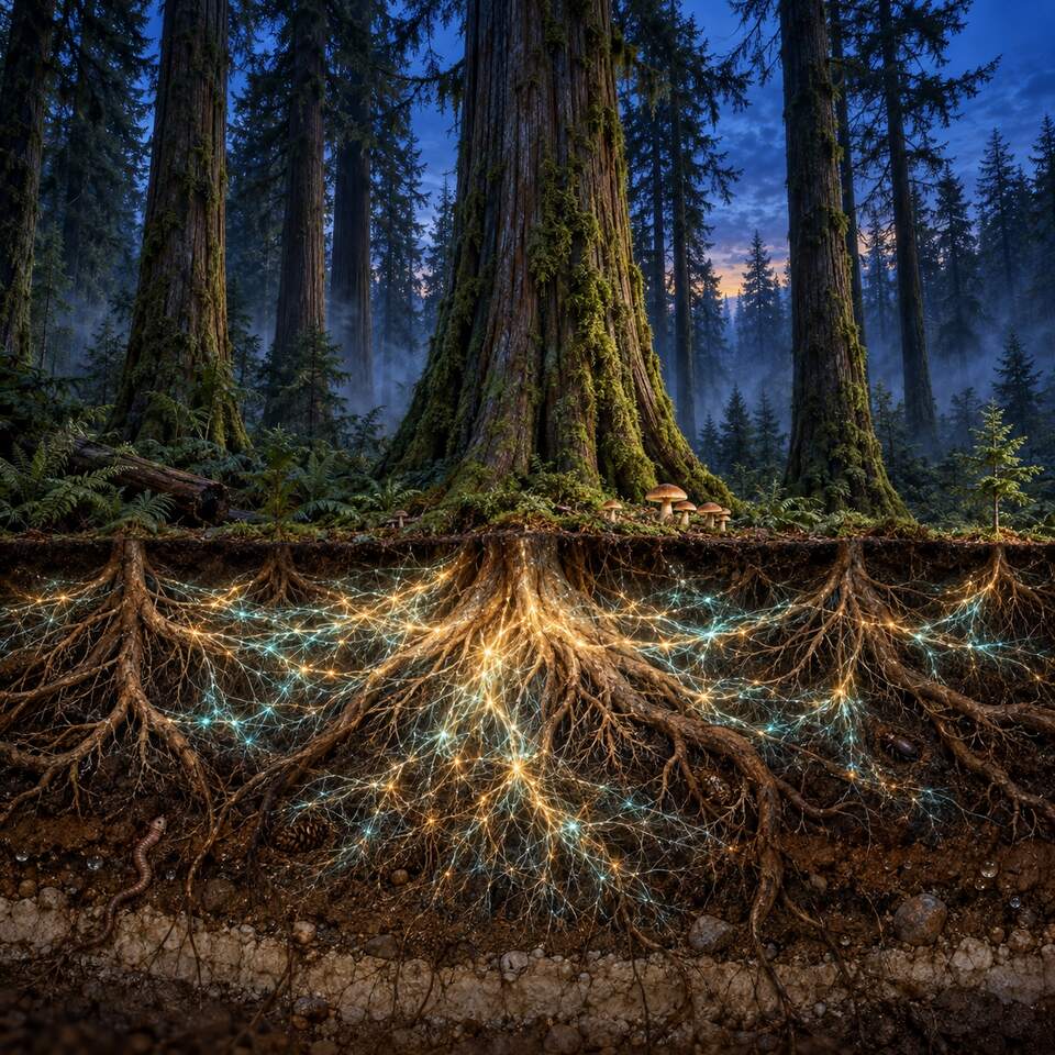 Nature artwork: The Wood Wide Web in Digital art style