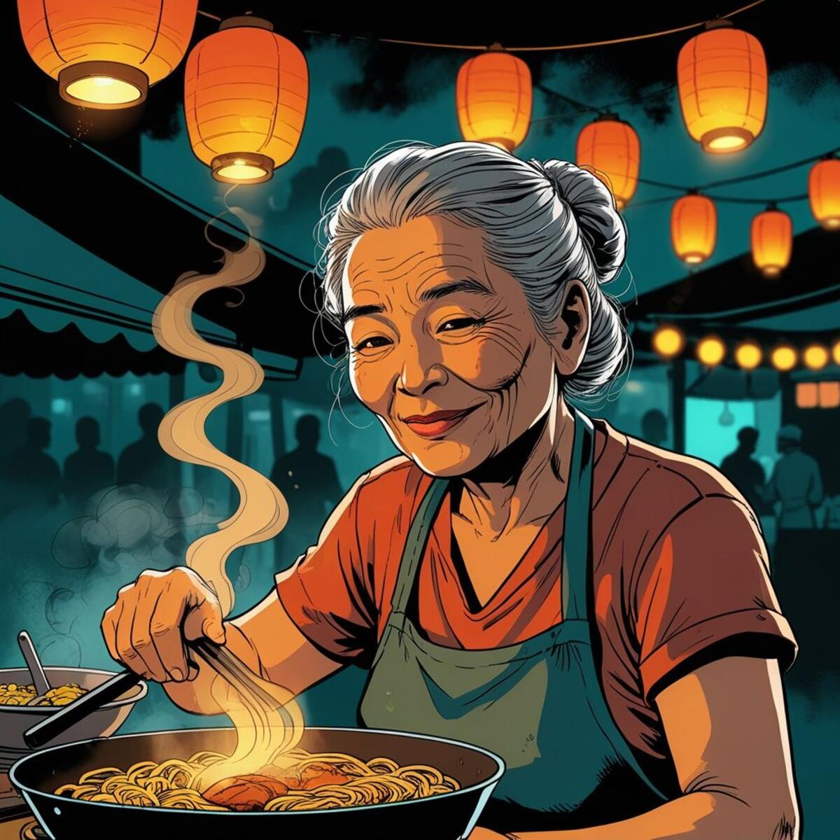 Portraits artwork: The Night-Market Cook in Comics style