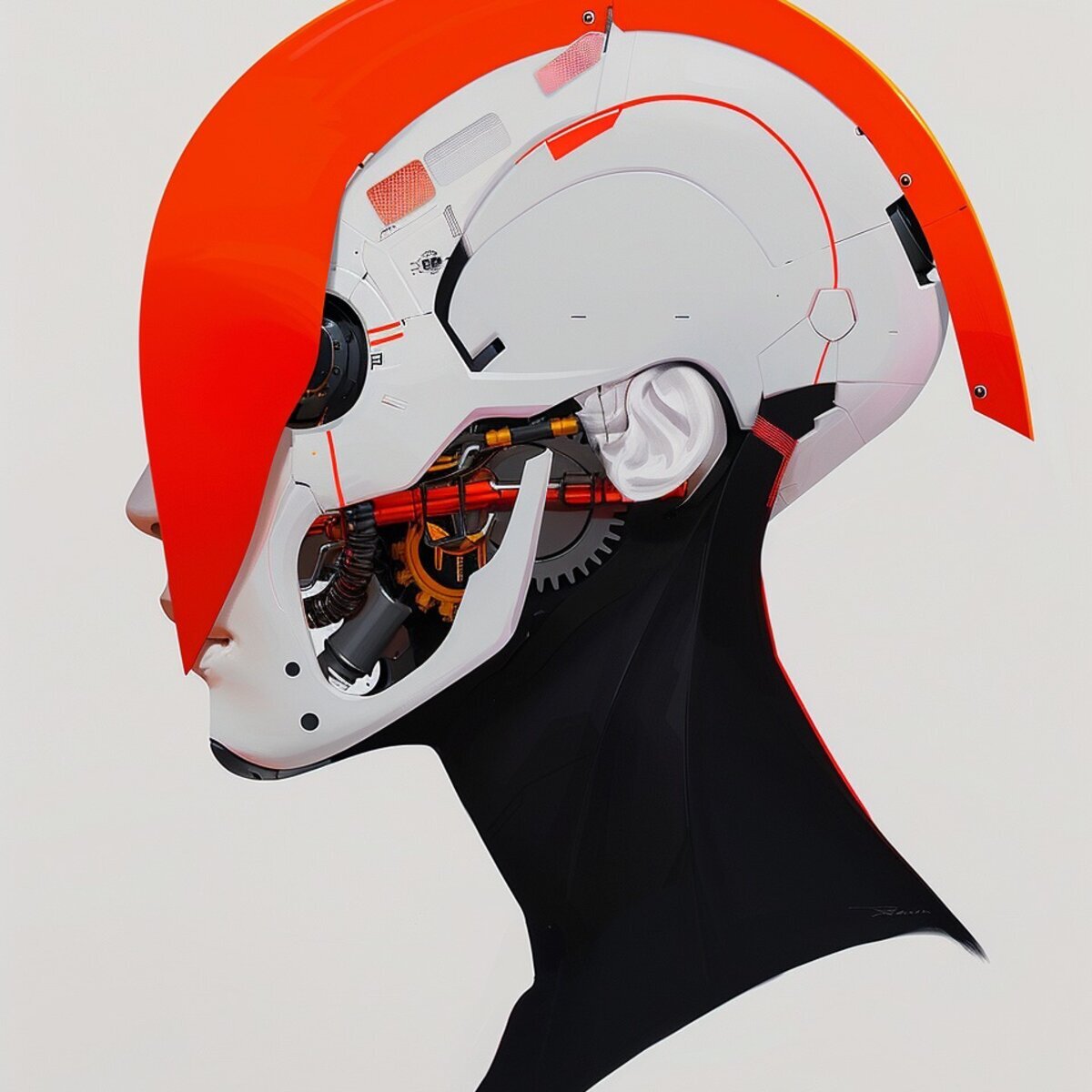 Sci-Fi artwork: Android Mind: Internal Architecture in 3D illustration style