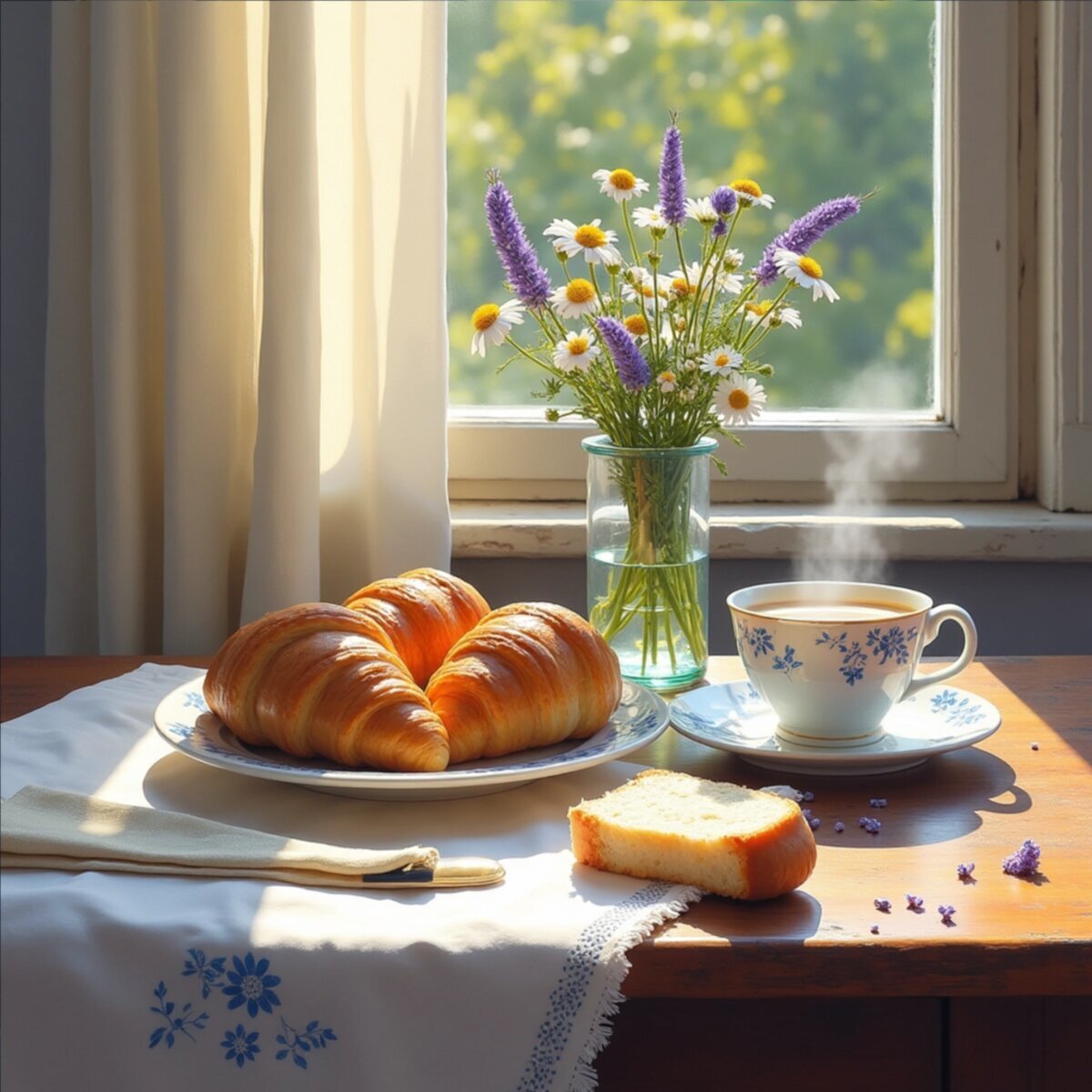 Still Life artwork: Morning Breakfast Table in Impressionist style