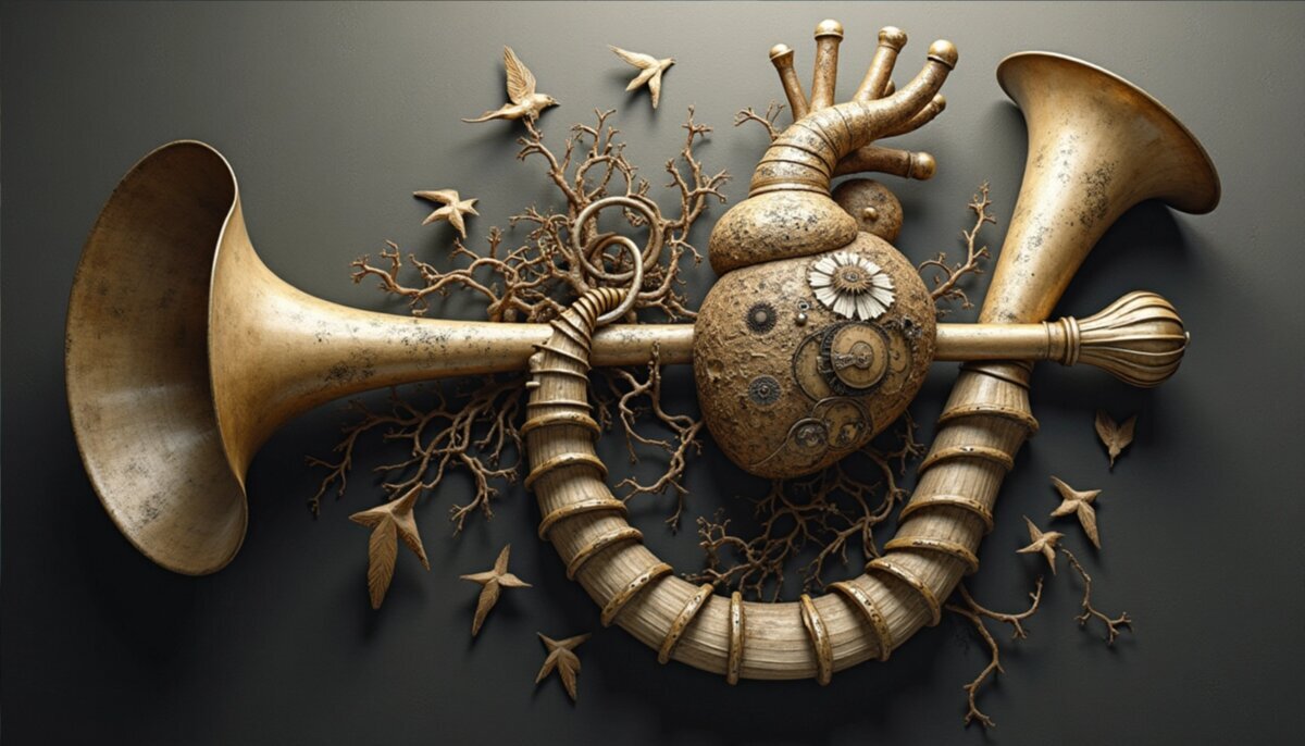 Surreal artwork: Mechanical Orchestra Metamorphosis in Dadaism style