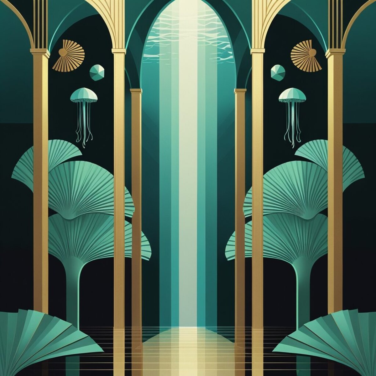 Underwater artwork: The Deco Coral Cathedral in Art Deco style