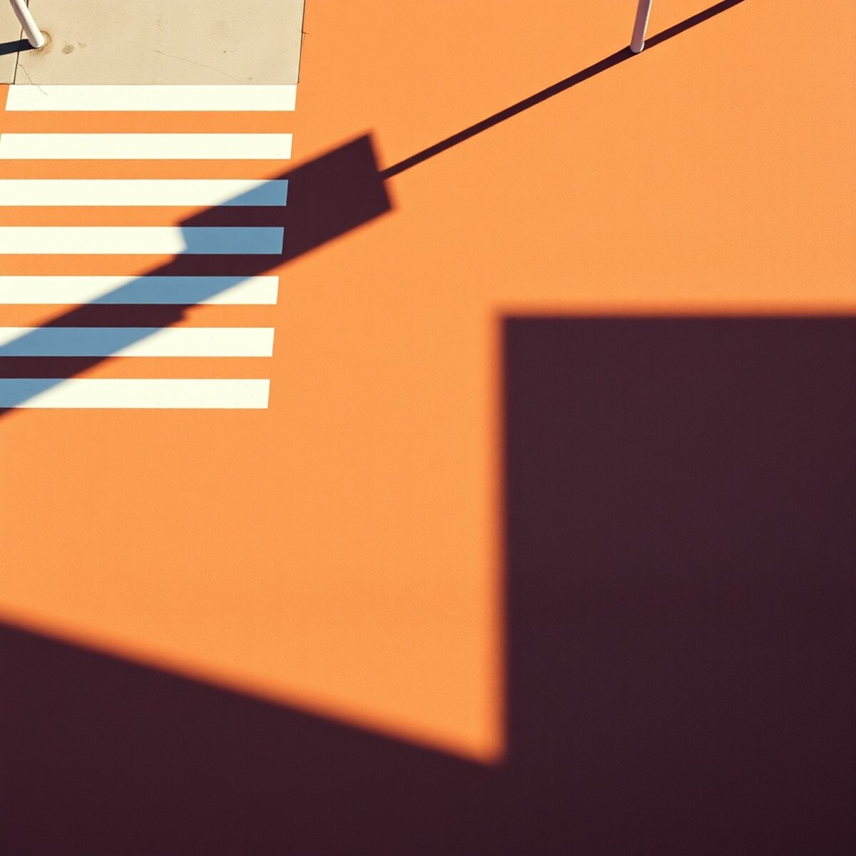 Urban artwork: The Empty Crosswalk at Sunrise in Minimalism style