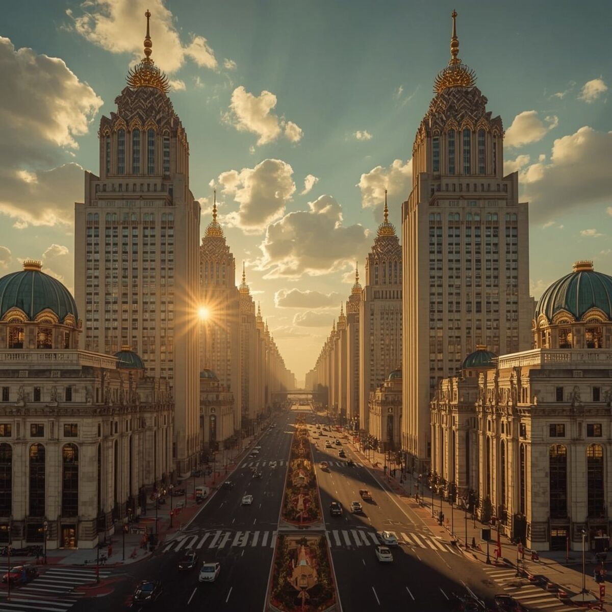 Urban artwork: The Gilded Avenue in Art Deco style